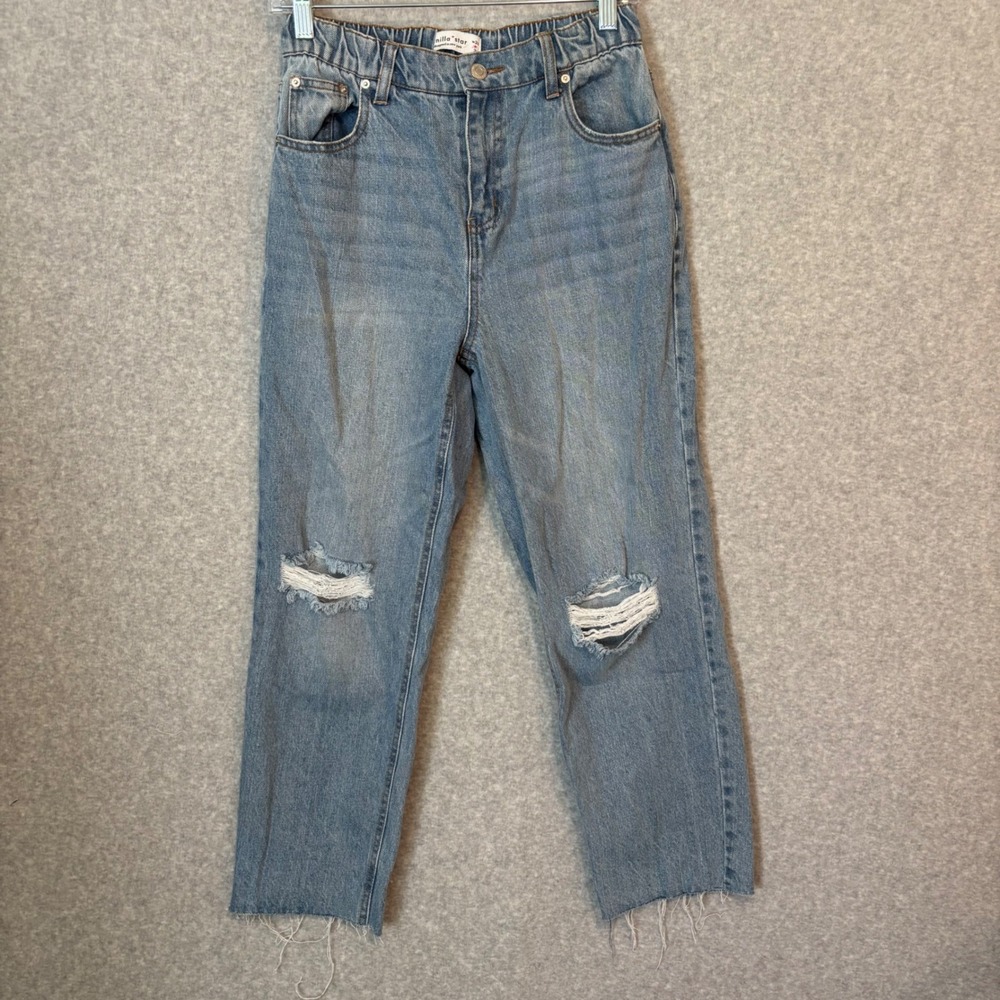 Vanilla Star Women's 26 / 3 Blue Jeans Elastic Waist High Waist Denim Light Wash